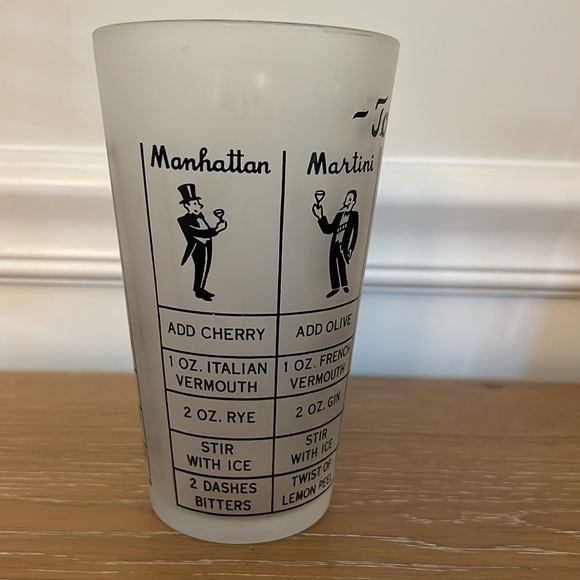 Vintage MCM Frosted Recipe Cocktail Shaker Glass - Picture 5 of 6